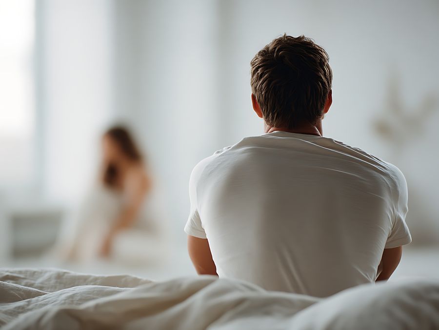 Couple sitting together, representing hormone-related changes in intimacy