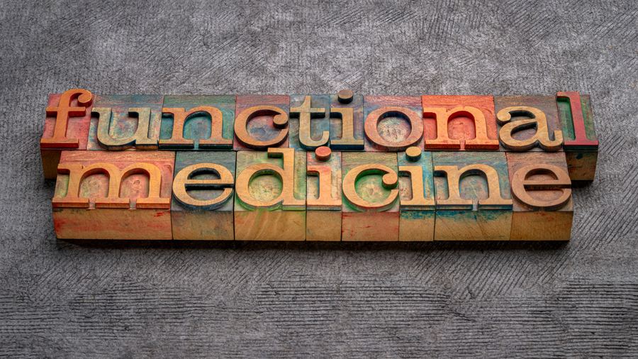 Functional Medicine spelled out in wooden letterpress type